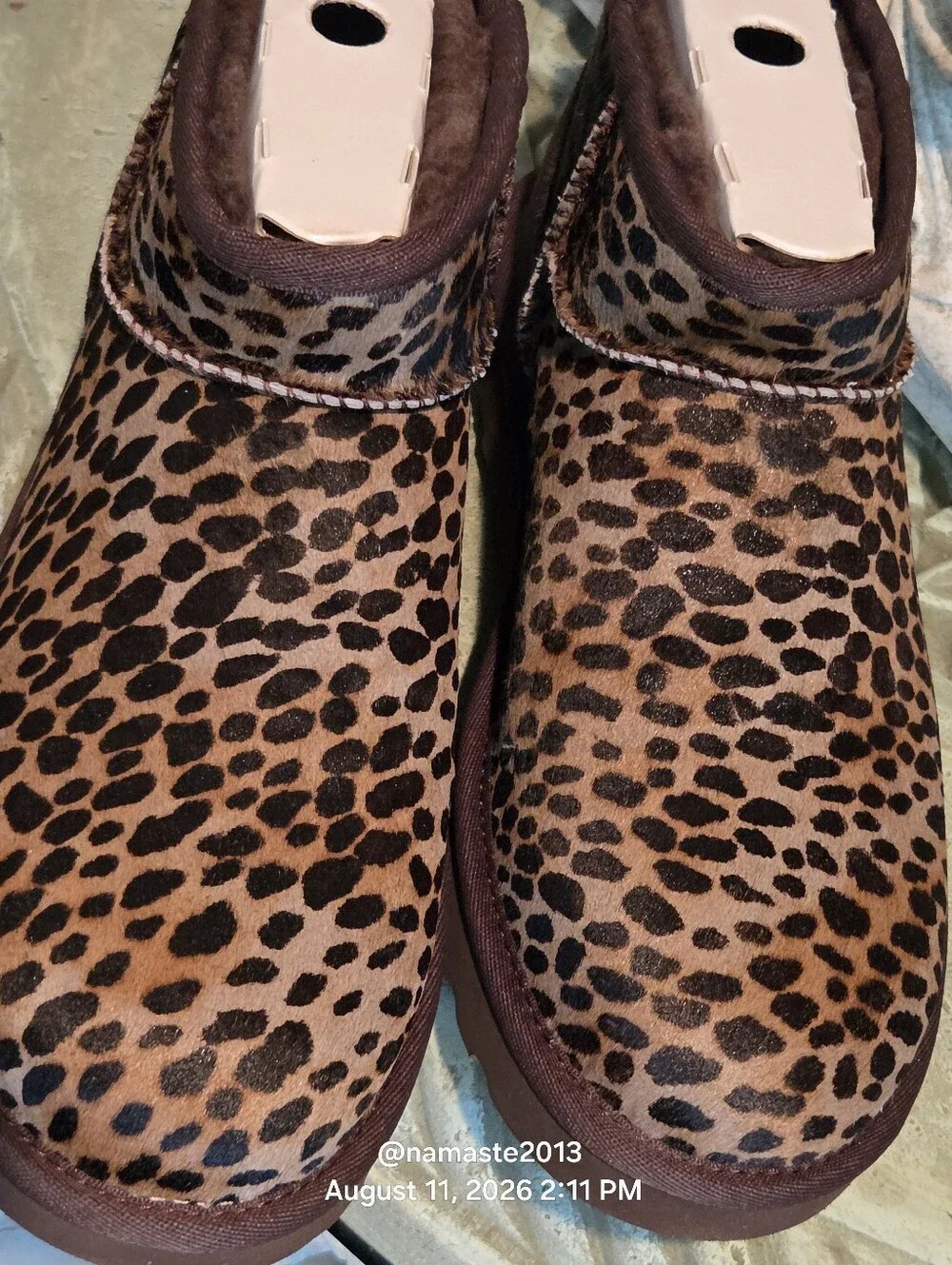 Ugg Classic Ultra Mini Caspian Boot Leopard Print Calf Hair Designer #805